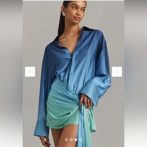 Bardot Blue and Green Satin Dress